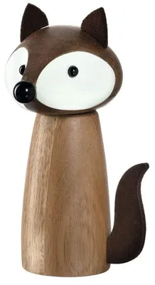 Kräutermühle aus Holz, Fuchsform, braun, 18 cm, Keramikmahlwerk