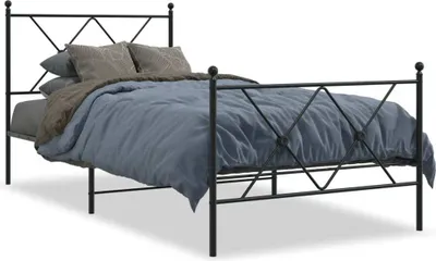 Produktbild von "2026 Promotion" Bettgestell moderne - mit Kopf- und Fußteil - Metall Schwarz - 90x200 cm - Polsterbett CC22840