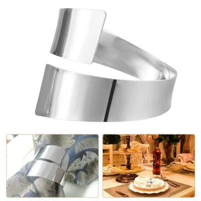 Serviettenringe aus Metall, 6 Stück, silber, 4 cm, für Tischdeko