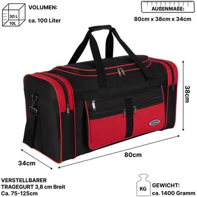 Produktbild von Sporttasche ca.100 L Fitnesstasche Reisetasche Saunatasche Rot (2002)