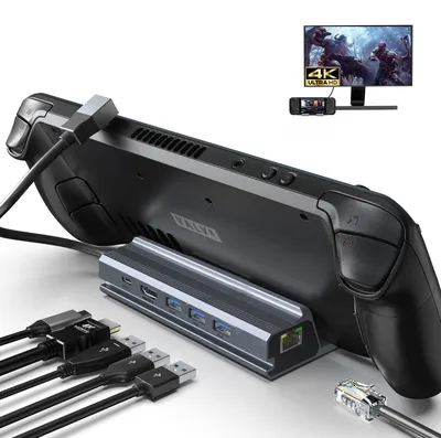 Produktbild von Qhou Steam Deck Dockingstation, 6 in 1 Docking Station, HDMI 2.0, 4K@60 Hz, Giga