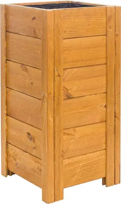 Produktbild von BOGATECO Pflanzkasten Pflanzkübel aus Holz | Blumen-Topf Perfekt für Garten | Imprägniert | Mit Agro-Textil | 39 x 39 x 79 cm | Hellbraun