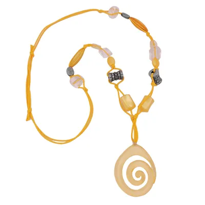 Produktbild von Kette Kunststoffperlen Schnecke gelb altsilberfarben Kordel gelb 80cm gelb 80 cm