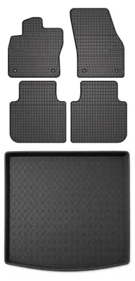 Zdjęcie produktu dla Dywaniki gumowe + mata bagażnika do Seat Tarraco 2018- (regulowana podłoga, górny poziom podłogi) – czarne, dopasowane – Wielganizator SolidPRO
