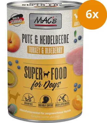 Immagine prodotto di MAC's Dog Pute & Mirtilli 400 g x 6