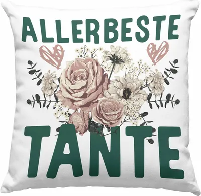 Produktbild von Trendation - Beste Tante der Welt Geschenk Deko-Kissen mit Füllung 40x40 mit Spruch  Deko-Kissen mit Füllung 40x40 für Allerbeste Tante (Rosa)