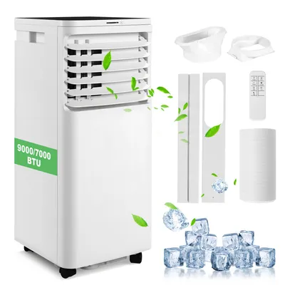 Image de Ventilateur colonne mobile ZMH 7000 BTU, climatiseur 3-en-1 pour rafraîchir, aérer et déshumidifier les pièces jusqu'à 20 m² ; mode veille silencieux à 40 dB ; kit de fixation pour fenêtre complet