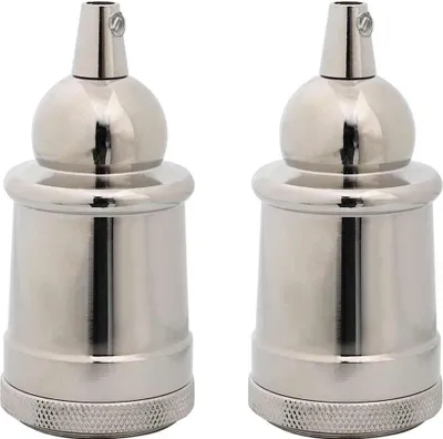 Two identical silver lamp holders are shown against a white background.