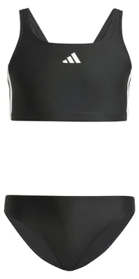 Produktbild von adidas Mädchen 3-Stripes V-Back Bikini Swimwear, Black/White, 7-8 Years