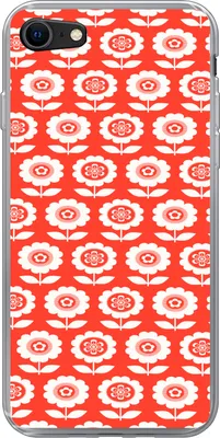 Produktbild von MuchoWow® Handyhülle Schutzhülle Hülle für Telefoonhoesje iPhone 8 Blumen - Muster - Rot Silikon Softcase Handy Hülle - Schutzhaube
