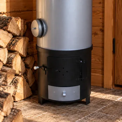 Zdjęcie produktu dla Boiler kombiowy do ogrzewania i podgrzewania wody, pojemność 80 litrów, emaliowany, z zaworem bezpieczeństwa – do użytku domowego, zasilany drewnem i elektrycznością
