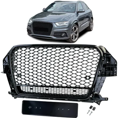 Kühlergrill Sportgrill SCHWARZ GLANZ PDC für Audi Q3 8U Vorfacelift 2011-2015 – Produktansicht