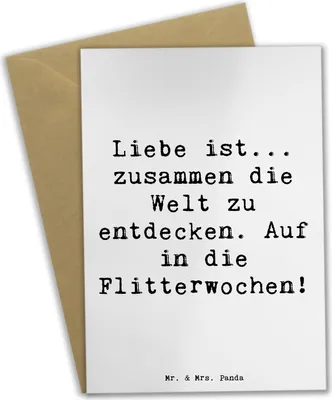 Produktbild von Mr. & Mrs. Panda Grußkarte Spruch Liebe Flitterwochen - Weiß - Geschenk, hochzeitskarten, unvergessliche Erinnerungen, zusammen die Welt entdecken, Geschenke, osterkarten