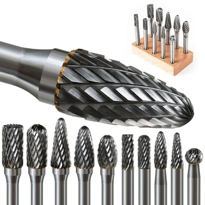 Produktbild von Satz Hartmetall-Fräser, 10 Stück. Rotationsfräser aus Wolframkarbid mit 6 mm Schaft