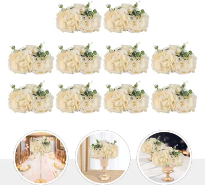 Produktbild von 10 Stück Blumen Kugeln 30*30*20cm künstlichen Rosen Blumenball Party Hochzeit Mittelpunkt Dekorationen (Champagne)