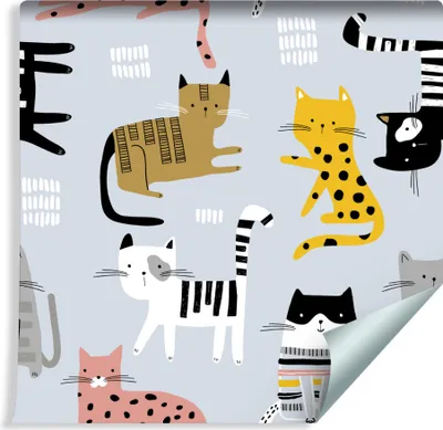 Produktbild von 10m VLIES TAPETE Rolle Kinderzimmer Tiere Katzen Natur Kugeln Linien XXL
