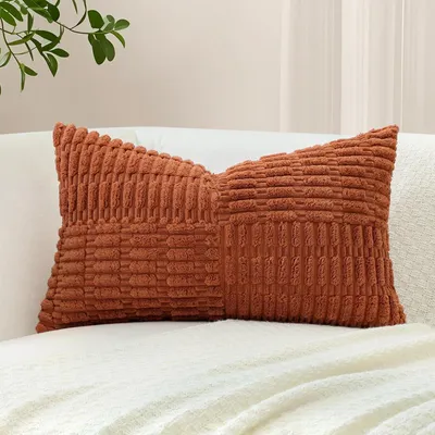 Obrázok produktu pre Poťah na vankúš, vzor: prúžky, materiál: cord, rozmer: 40x60 cm, farba: hrdzavá, 1 kus