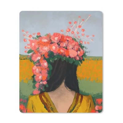 Produktbild von MuchoWow® Mauspad Mousepad Porträt - Blumen - Frau - Rot 30x40 cm - Mousepads - Maus Mat - Pad - Mausunterlage - Mausmatten