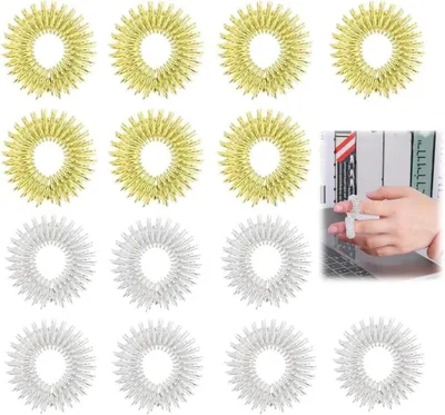 Produktbild von 40 Stück Akupressur Ring Set, Finger und Handgelenk Massageringe für Stress Reduzierstück, Anti Stress Akupressurring, Fingermassage oder Zehenmassage Set für Erwachsene