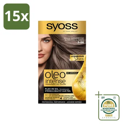 Obrázok produktu pre 15 ks SYOSS Oleo Intense 7-56 Mokka tmavohnedý odtieň vlasovej farby bez amoniaku – balík