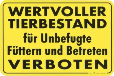 Produktbild von Schild - WERTVOLLER TIERBESTAND für Unbefugte ... VERBOTEN - 308596 Gr. ca. 30 x 20cm