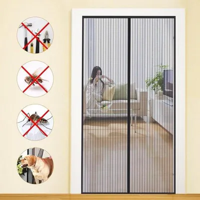 Image de Rideau de porte magnétique 110 x 220 cm - Moustiquaire pour porte-fenêtre