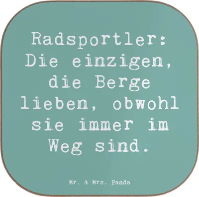 Produktbild von Mr. & Mrs. Panda Untersetzer für Gläser Spruch Radsport Berge - Meeresbrise - Geschenk, Sportler, Sportart, Gemeinschaft, Coaster, Ausdauer, Teamsport, Sport, Glas