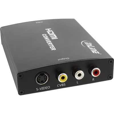 Produktbild von InLine Konverter HDMI zu Composite/S-Video, mit Audio, 1080i, 1080p, 480p, 576p, 720p, Schwarz, -25 - 75 °C, 10 - 60%, 372 g, 82 mm