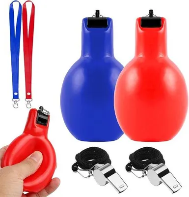 Productafbeelding van Handfluitje, 2 stuks hygiënische handfluitje, trainerfluitje, 2 stuks roestvrijstalen sportfluitjes met omhangkoord