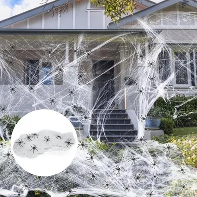 Imagen del producto de Decoraciones de Halloween con forma de telaraña - 200 gramos, color blanco
