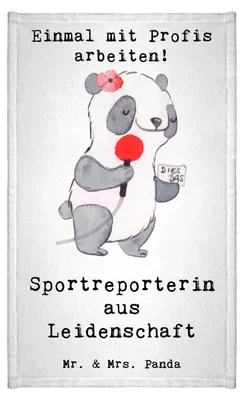 Produktbild von Mr. & Mrs. Panda Frotteehandtuch Sportreporterin Leidenschaft - Weiß - Geschenk, Handtuch Klein, Gäste-WC, baumwolle, Frotteetuch, gäste wc