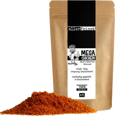 Produktbild von Premium Brathähnchen Gewürz - Mega Chicken - köstliches Hähnchen Gewürzsalz für Marinaden, Wings und mehr - 150g