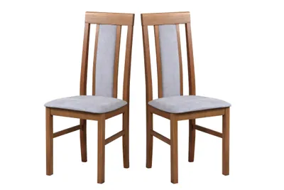 Image de Chaise de salle à manger, set 2x "Nilo 2", noyer clair, soro 90