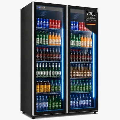 Produktbild von FREEZE. SevenNinety A Getränkekühlschrank mit Glastür & LED-Beleuchtung - Flaschenkühlschrank mit 730L Kapazität, Aluminiumrahmen, Bierkühlschrank, Auto-Abtauung, 4 bis +10 °C