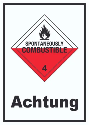 Produktbild von Schild Selbstentzündliche Stoffe Achtung Spotaneously Combustible hochkant A5 (148x210mm)
