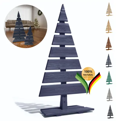 Image de be4nature Sapin de Noël en bois mélèze 45 x 92 cm - Anthracite, décoration de Noël, ornement rustique, arrangement de Noël, base pour décoration