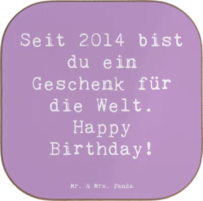 Produktbild von Mr. & Mrs. Panda Untersetzer für Gläser Spruch 2014 Geburtstag Geschenk - Lavendeltraum - Coaster, gläseruntersetzer, Alter, Tassen, Glückwunsch, Geburtsjahr, seit