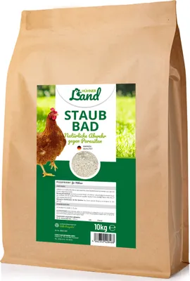 Produktbild von HÜHNER Land Staubbad für Hühner & Geflügel 10 kg – Hühner Zubehör für Hühnerstall und Auslauf, Zeolith Naturprodukt zur Pflege effektiv gegen Parasiten und Milben, artgerechtes Sandbad