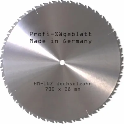 Produktbild von Hartmetall Sägeblatt 700 x 28 mm mit Reduzierring LWZ Hartmetall Präzision Kreissägeblatt Wechselzahn mit Spanabweiser für Naturholz Brennholz Hartholz Tischkreissäge Kreissäge Kappsäge Brennholzsäge