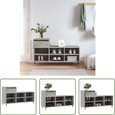 Produktbild von The Living Store Schuhregal Grau Sonoma 102x36x60 cm Holzwerkstoff
