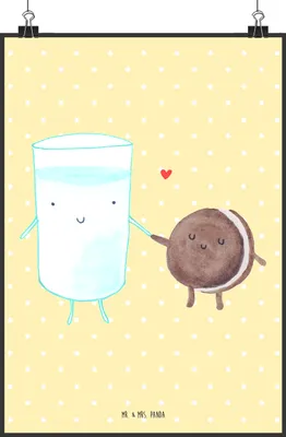 Produktbild von Mr. & Mrs. Panda Bild Milch Keks DIN A2 - Gelb Pastell - Geschenk, wanddeko, Cookie, Lustige Sprüche, Kekse, drucke, Kunstdruck, Kaffee, Milk, Wanddekoration, Wandbild