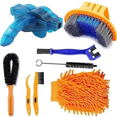 Image de Kit de nettoyage de vélos avec des brosses de nettoyage de précision, 8 pièces