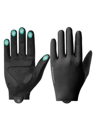 Image de Gants de vélo ROCKBROS : gants amortissant les chocs et antidérapants pour VTT et vélo de course, noir, taille M
