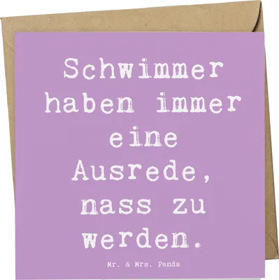 Produktbild von Mr. & Mrs. Panda doppelkarte Spruch Schwimmen Ausrede - Lavendeltraum - Geschenk, Schwimmtraining, Chlorgeruch, Klappkarte, anlasskarte, faltkarte, Sportler, Geschenke