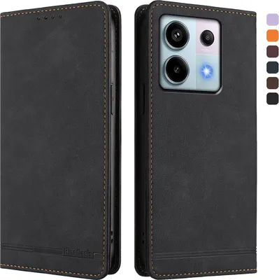 Immagine prodotto di Custodia per Xiaomi Redmi Note 13 Pro 5G, retro custodia flip in Finto cuoio con supporto e slot per schede Nero