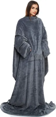 Produktbild von Decke mit Ärmeln 150x180 cm, leichtes Koralfleece, anthrazit, für gemütliche Abende