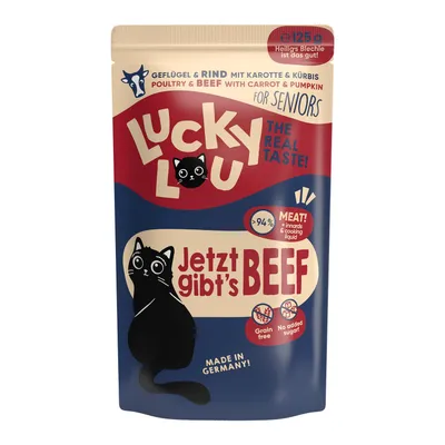 Produktbild von Lucky Lou 014479, Adult, jede Rasse, Rind, Karotte, Geflügel, Kürbis, 125 g, Getreidefrei