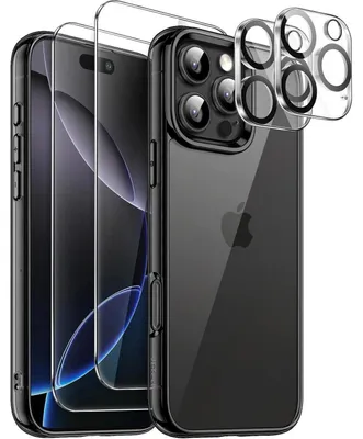Image de Coque pour iPhone 16 Pro Max (6,9 pouces) avec 2 protections d'écran et 2 protections pour l'appareil photo, couleur noire