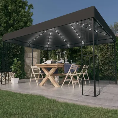 Produktbild von Möbel Pavillon mit LED-Lichterkette 3x4 m Anthrazit - Pavillons & Partyzelte 3070323