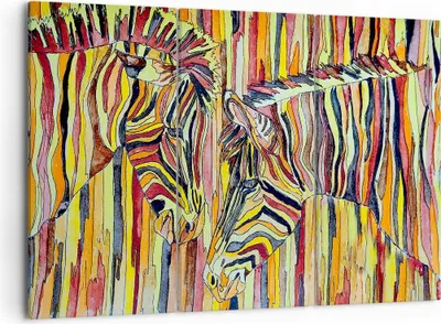 Produktbild von Bild auf Leinwand - Leinwandbild - Zebra Abstraktion - 105x70cm - Wand Bild - Wanddeko - Wandbilder - Leinwanddruck - Bilder - Kunstdruck - Wanddekoration - Leinwand bilder - Wandkunst - CE105x70-3499